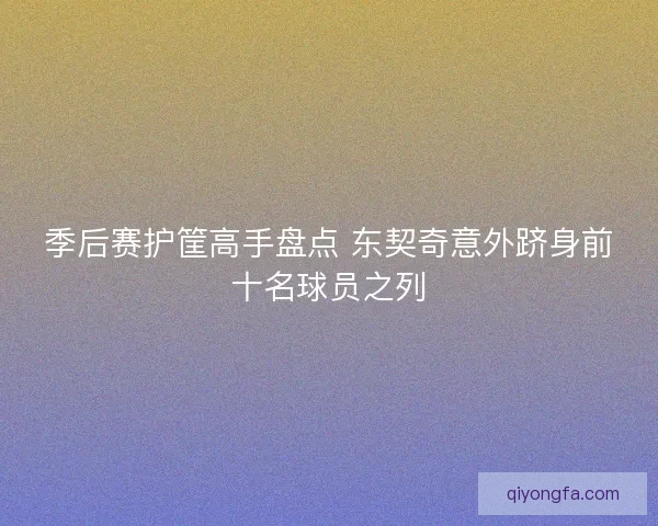 季后赛护筐高手盘点 东契奇意外跻身前十名球员之列